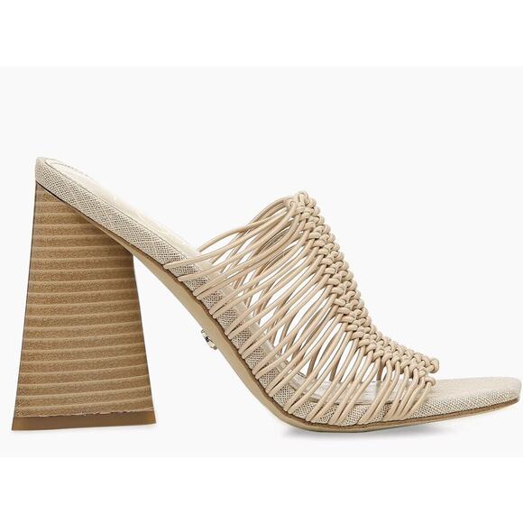 NWOT Sam Edelman Womens Laurette Block Heel Sandals 6 Knotted Tubular Straps Tan - Picture 1 of 11